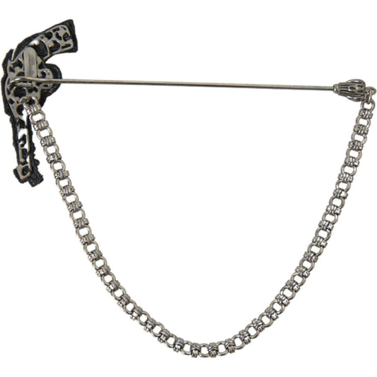Dolce & Gabbana Brass Copper Silk Revolver Gun Men Brooch Lapel Pin SMY101448