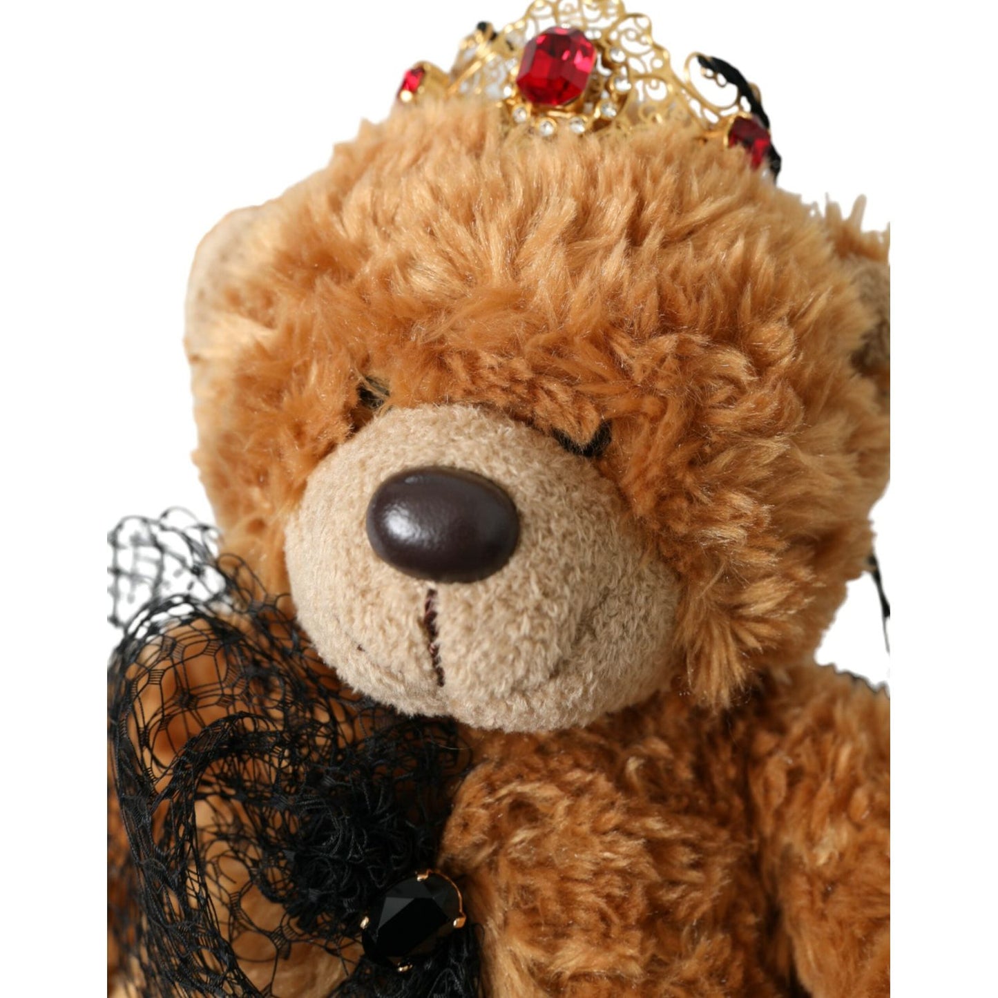 Dolce & Gabbana Brown Teddy Bear Gold Crystal Crown Hair Band Diadem SMY101423