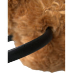 Dolce & Gabbana Brown Teddy Bear Gold Crystal Crown Hair Band Diadem SMY101423