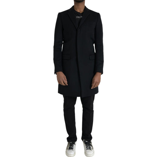 Dolce & Gabbana Black Single Breasted Trench Coat Jacket JKT3858-46