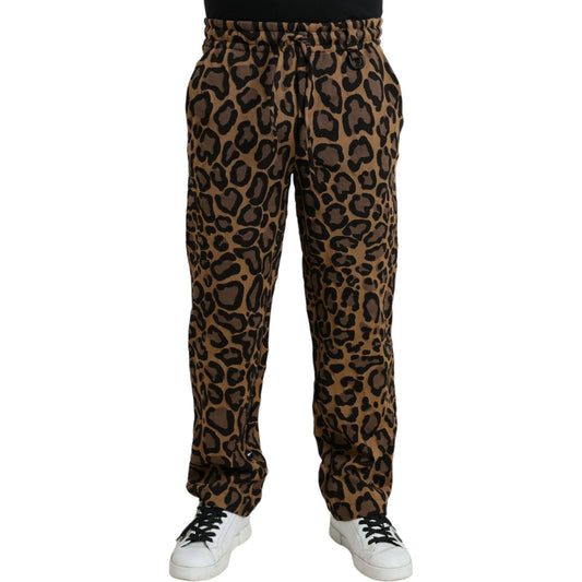 Dolce & Gabbana Brown Leopard Print Polyester Jogger Pants PAN75022-54