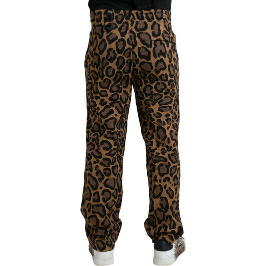 Dolce & Gabbana Brown Leopard Print Polyester Jogger Pants PAN75022-54