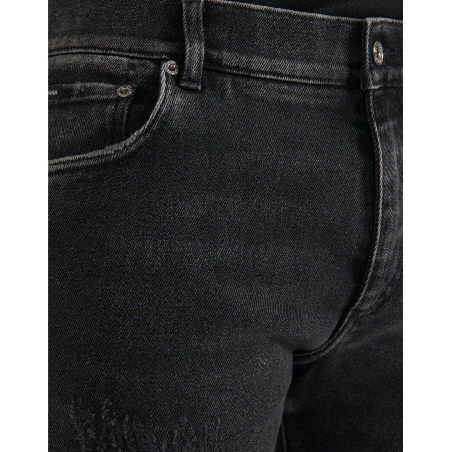 Dolce & Gabbana Gray Cotton Stretch Skinny Denim Logo Jeans PAN75280-56