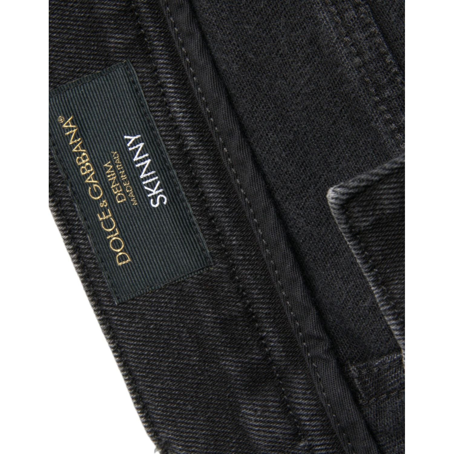 Dolce & Gabbana Gray Cotton Stretch Skinny Denim Logo Jeans