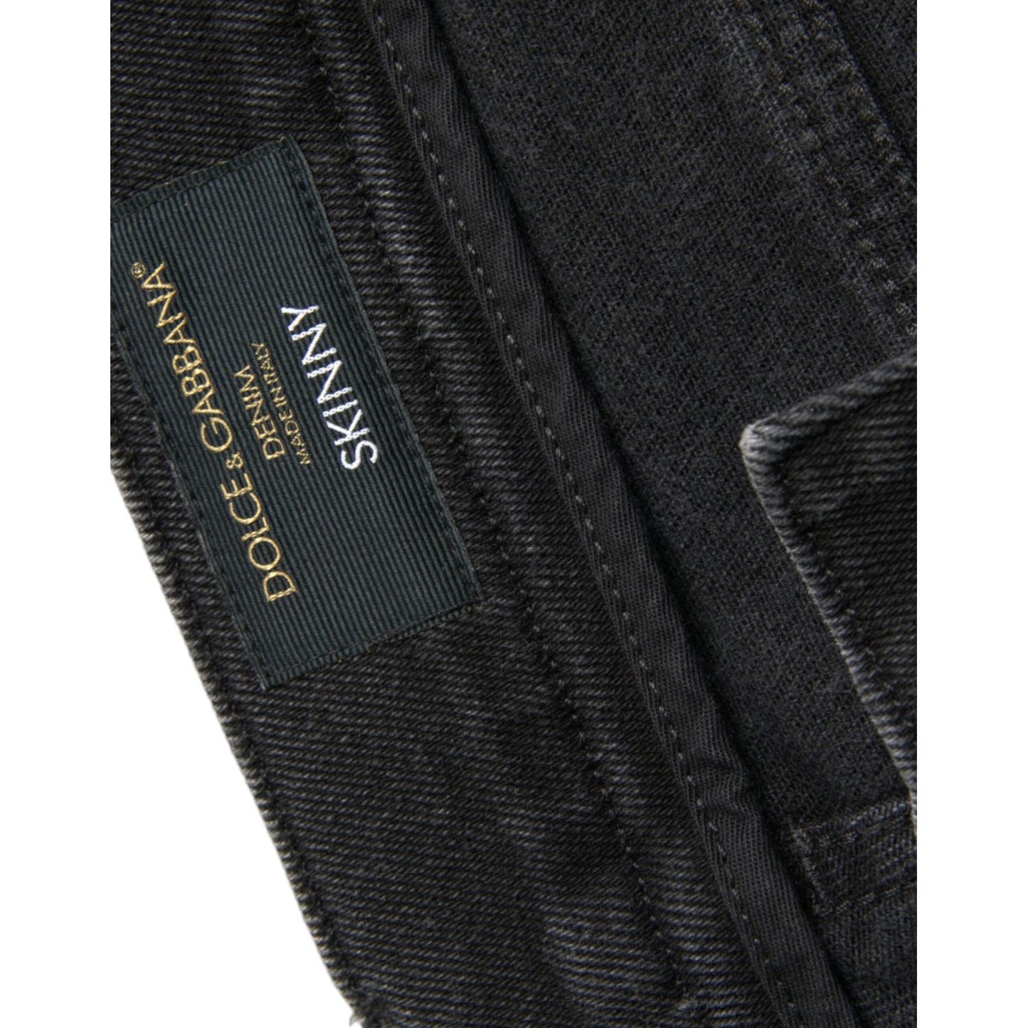 Dolce & Gabbana Gray Cotton Stretch Skinny Denim Logo Jeans PAN75280-56