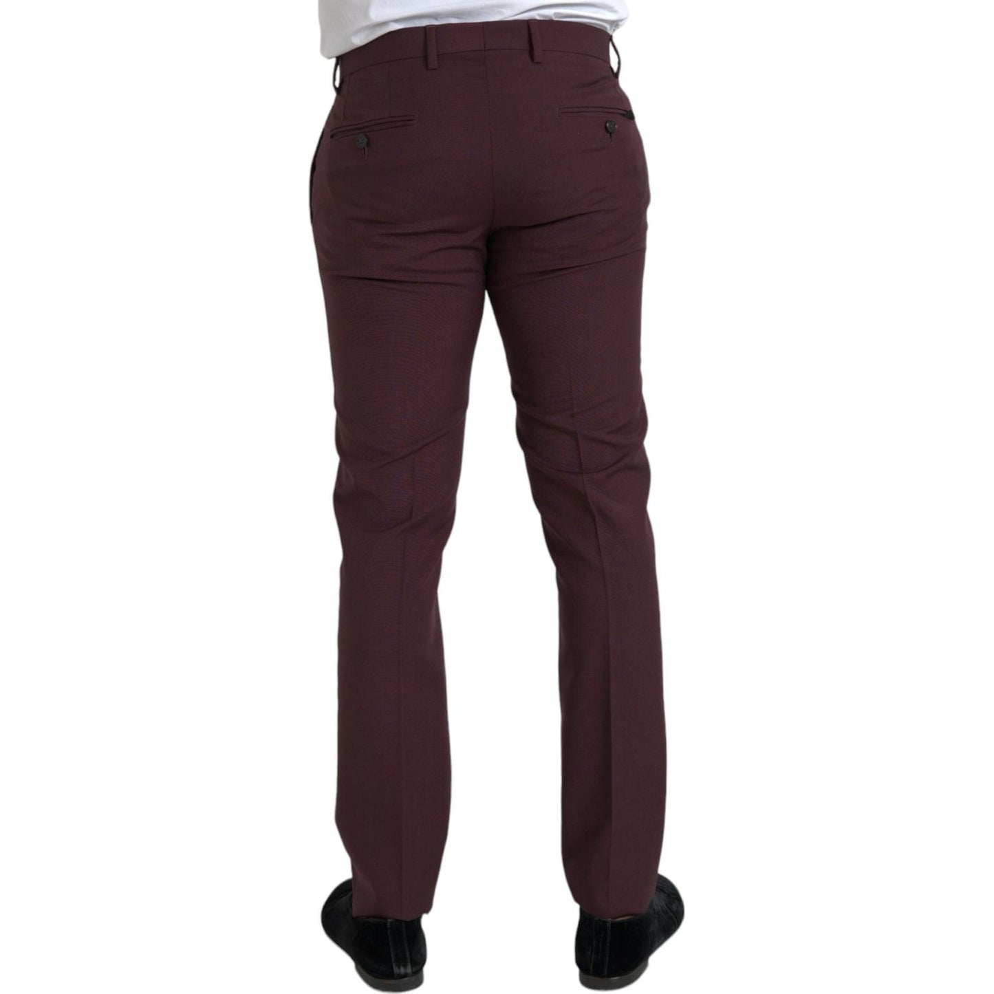 Dolce & Gabbana Maroon Wool Men Slim Fit Dress Pants PAN75293-48