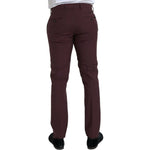 Dolce & Gabbana Maroon Wool Men Slim Fit Dress Pants PAN75293-48