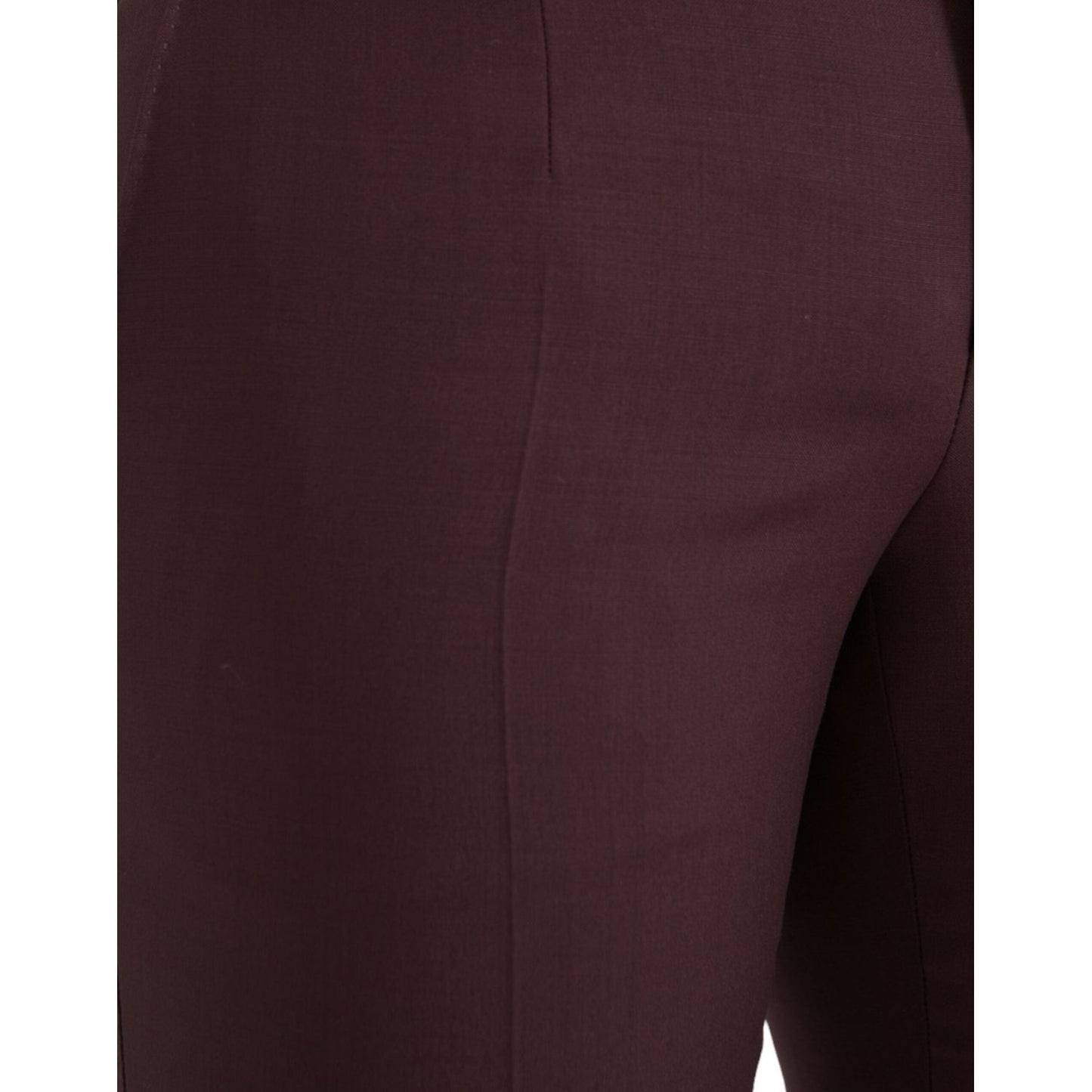 Dolce & Gabbana Maroon Wool Men Slim Fit Dress Pants PAN75293-48