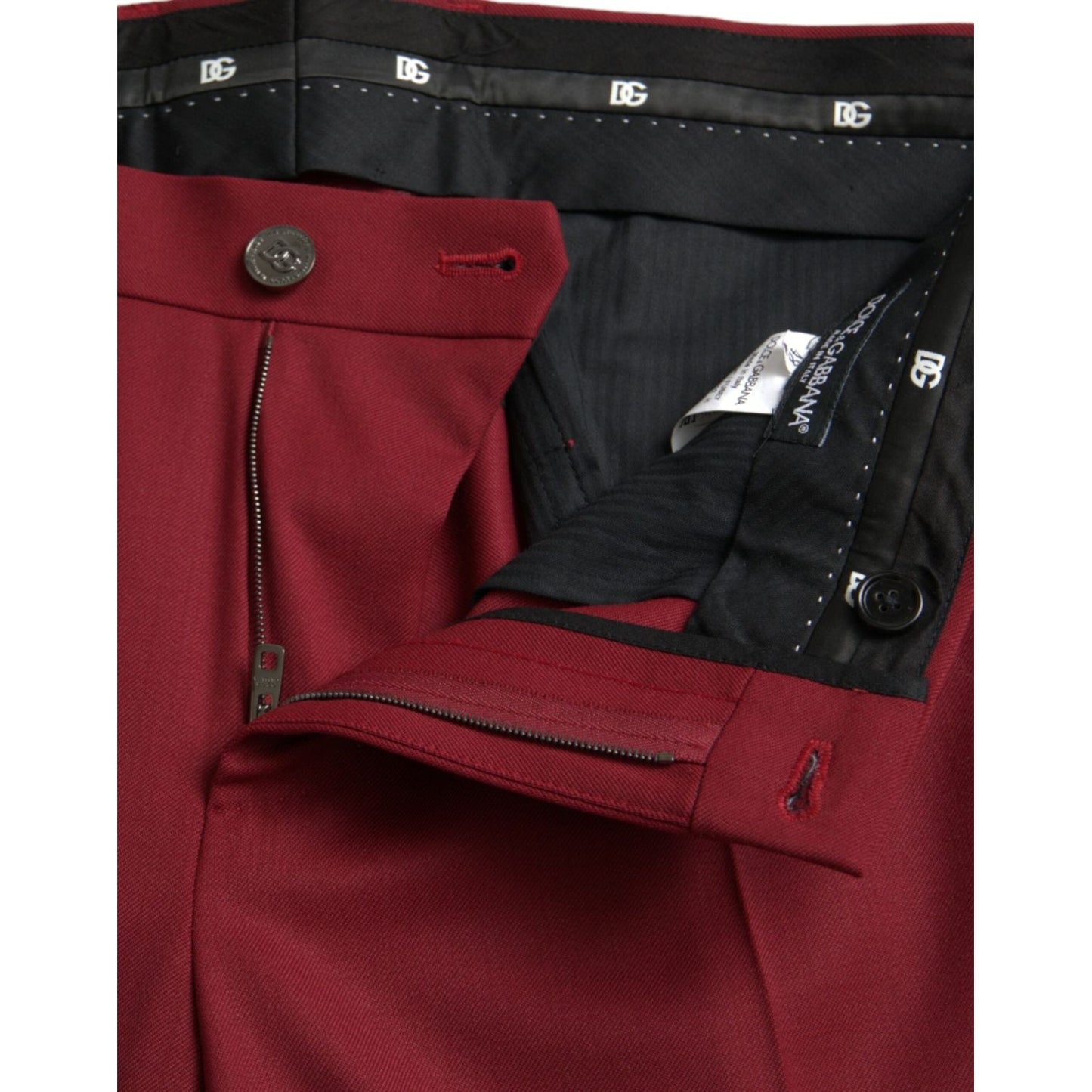 Dolce & Gabbana Red Wool Men Slim Fit Dress Pants PAN75296-48