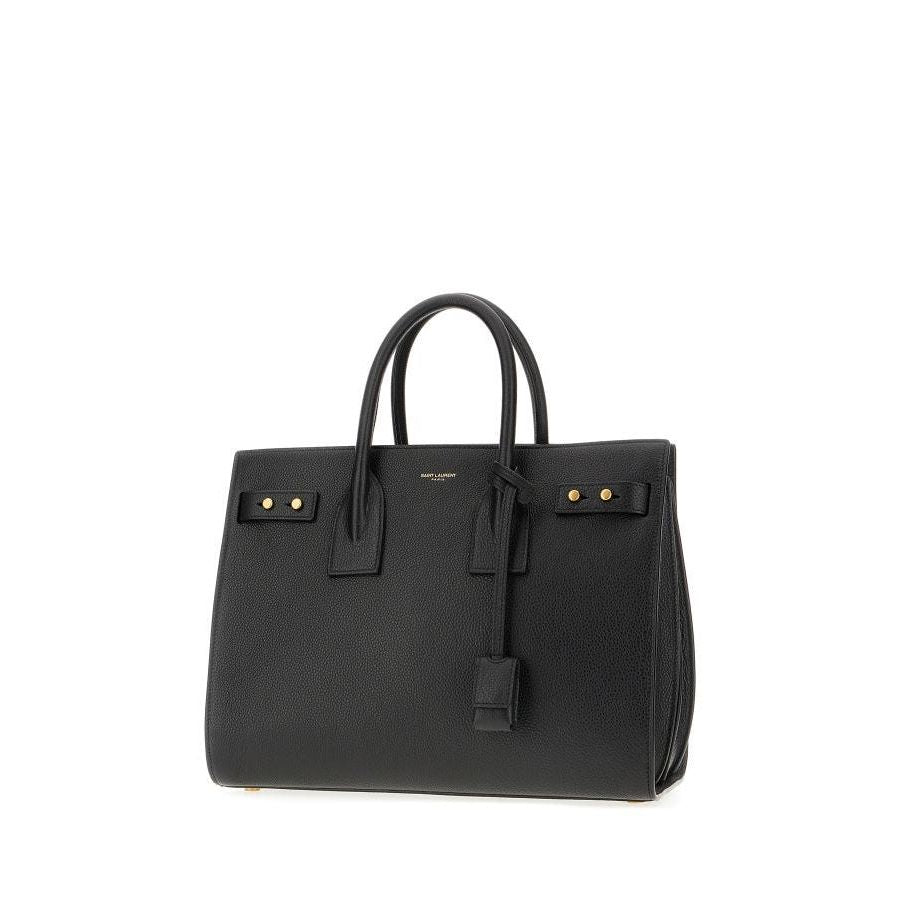 Saint Laurent Black Calf Leather Sac De Jour Handbag