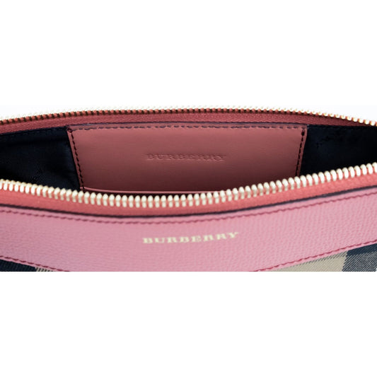 Burberry Peyton House Check Derby Cinnamon Red Grain Leather Pouch Crossbody Bag 47912