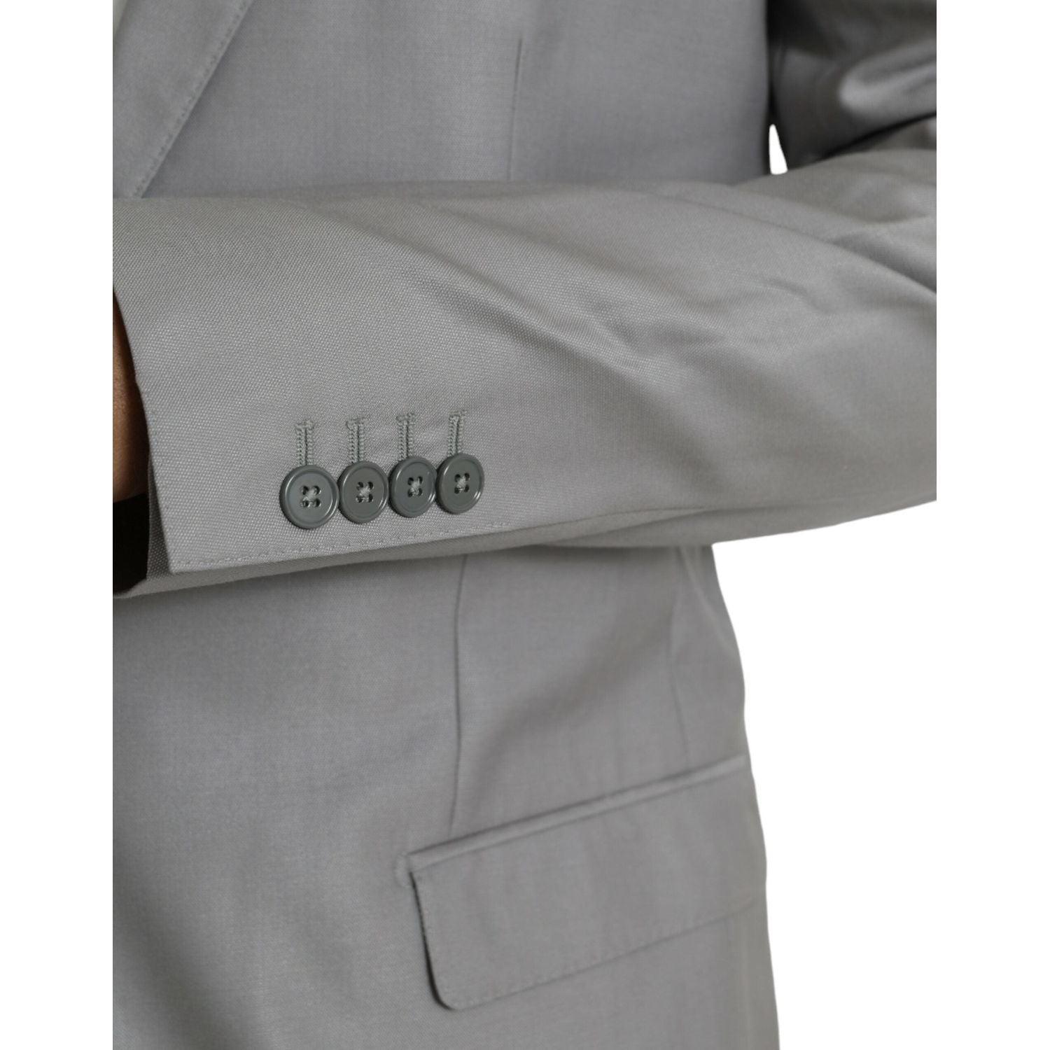 灰色羊毛单排扣大衣