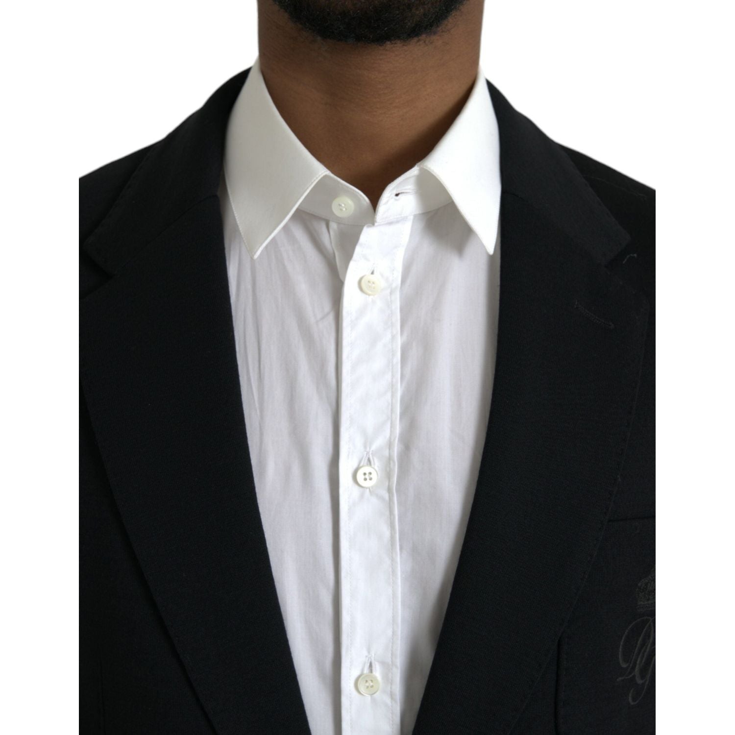 Dolce & Gabbana Black Wool Notch Single Breasted Coat Blazer