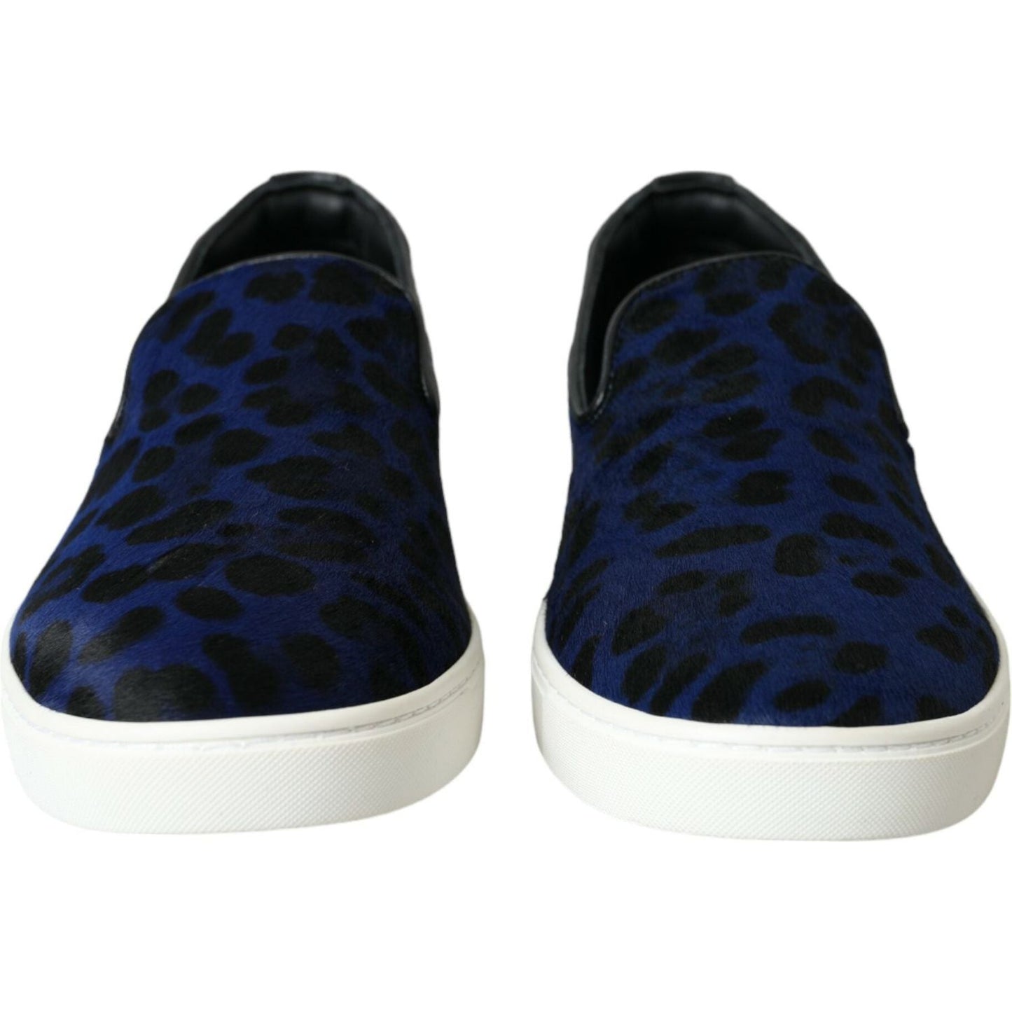 Dolce & Gabbana Blue Calfskin Hair Leopard Sneakers Shoes MV5637-40.5
