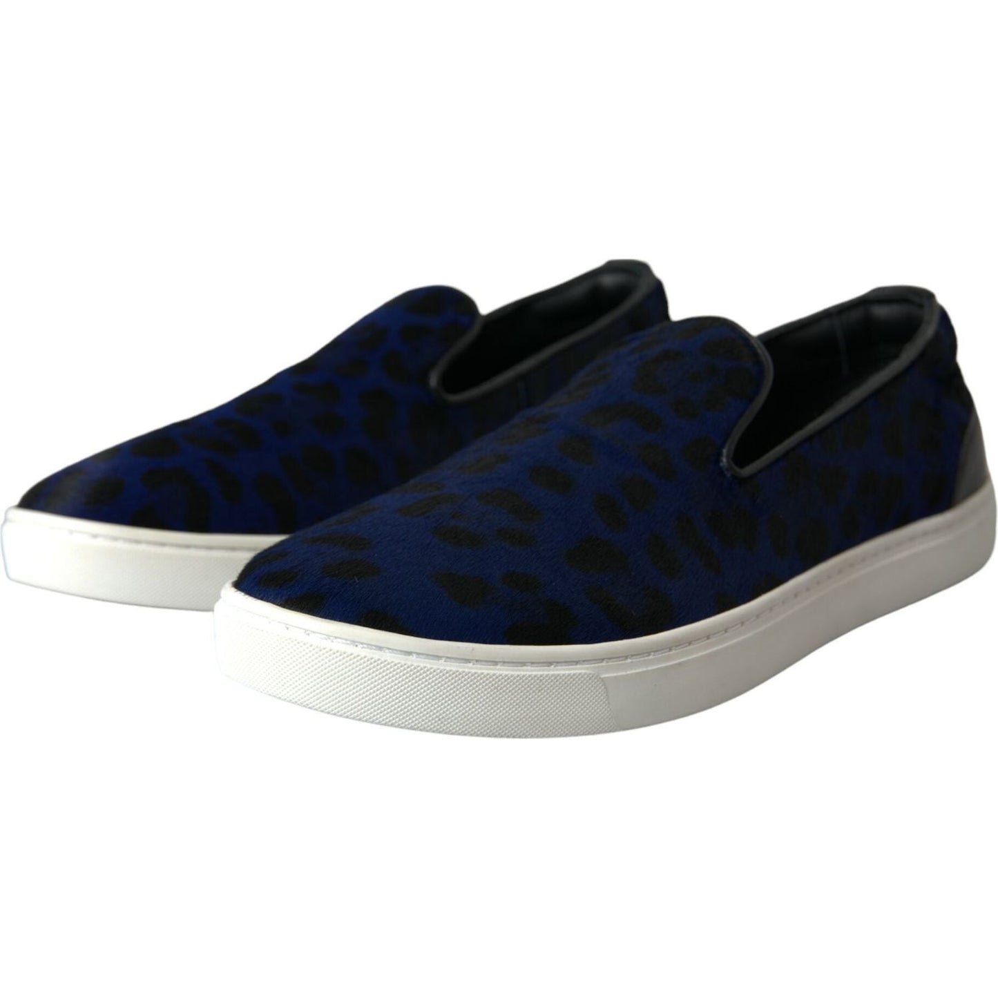 Dolce & Gabbana Blue Calfskin Hair Leopard Sneakers Shoes MV5637-40.5