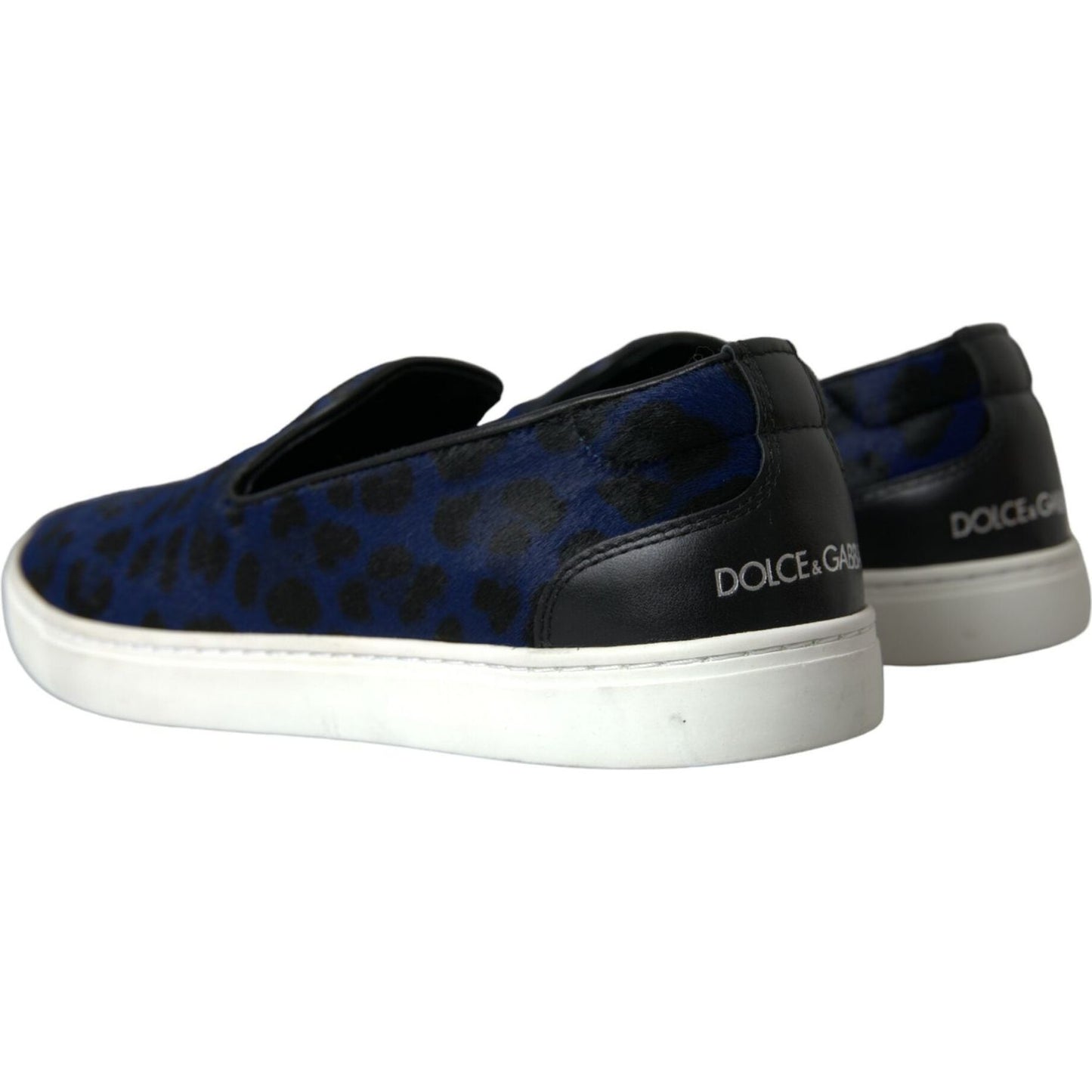 Dolce & Gabbana Blue Calfskin Hair Leopard Sneakers Shoes MV5637-40.5