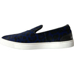Dolce & Gabbana Blue Calfskin Hair Leopard Sneakers Shoes MV5637-40.5
