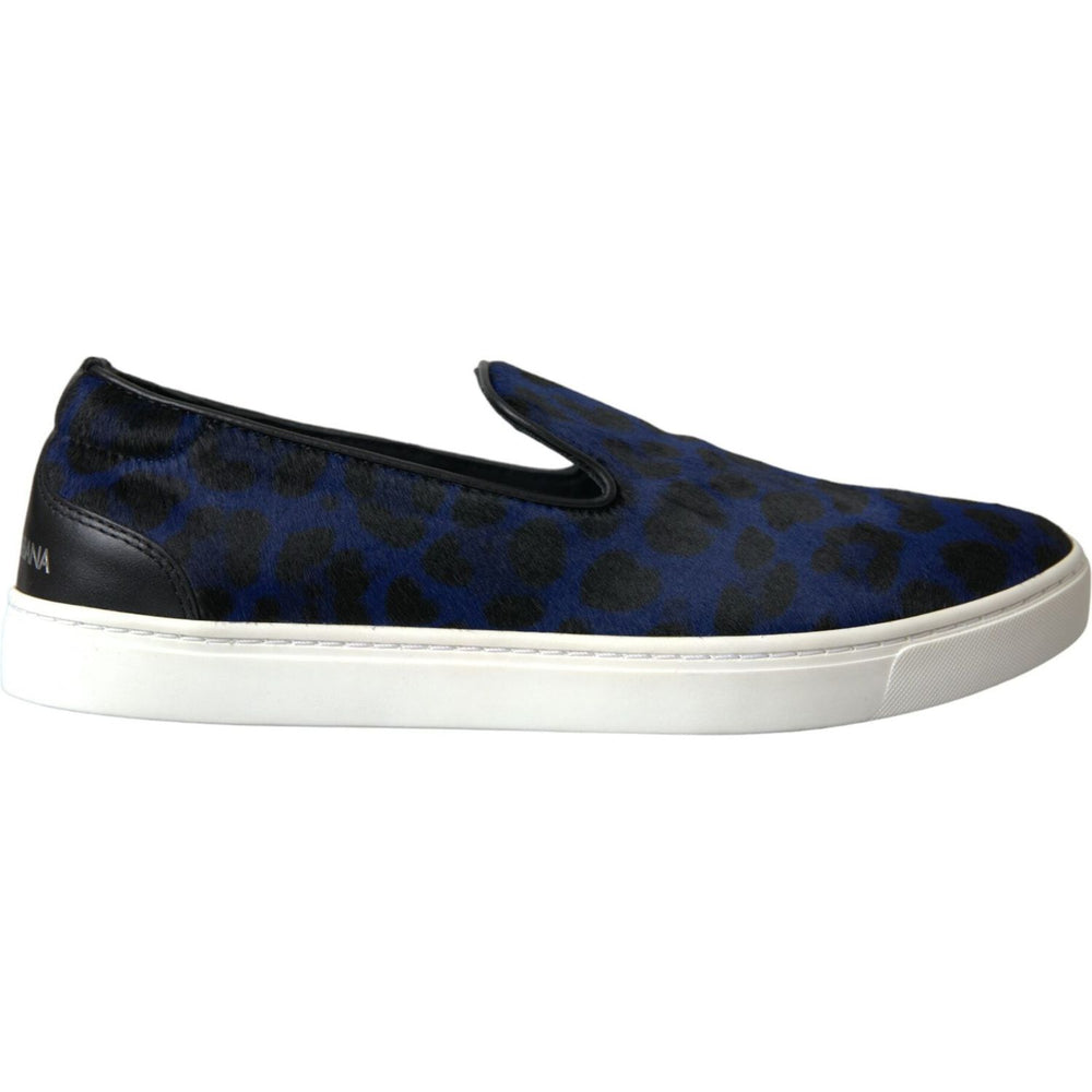 Dolce & Gabbana Blue Calfskin Hair Leopard Sneakers Shoes MV5637-40.5