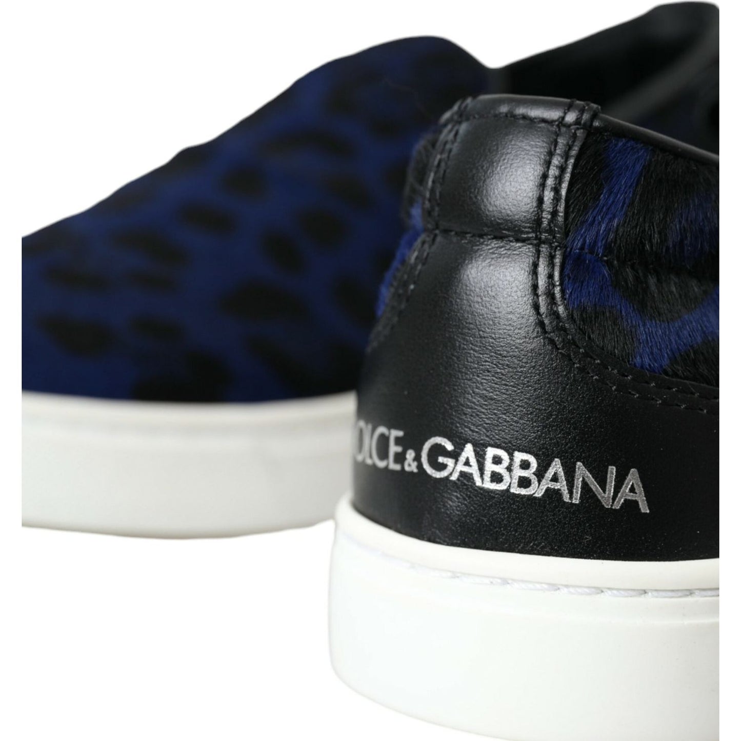 Dolce & Gabbana Blue Calfskin Hair Leopard Sneakers Shoes MV5637-40.5
