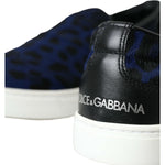 Dolce & Gabbana Blue Calfskin Hair Leopard Sneakers Shoes MV5637-40.5