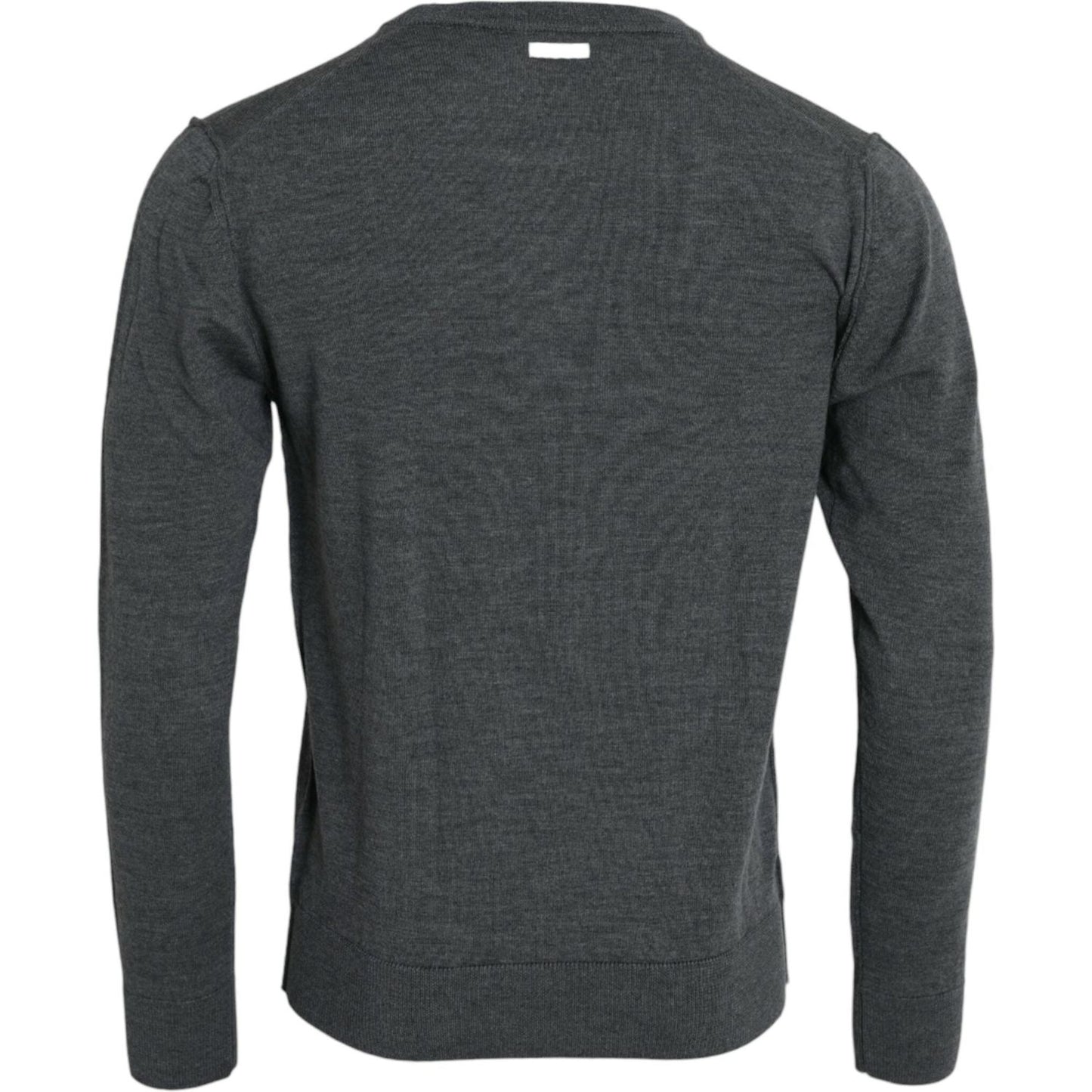 Dolce & Gabbana Dark Gray Wool Crew Neck Pullover Sweater TSH84590-52