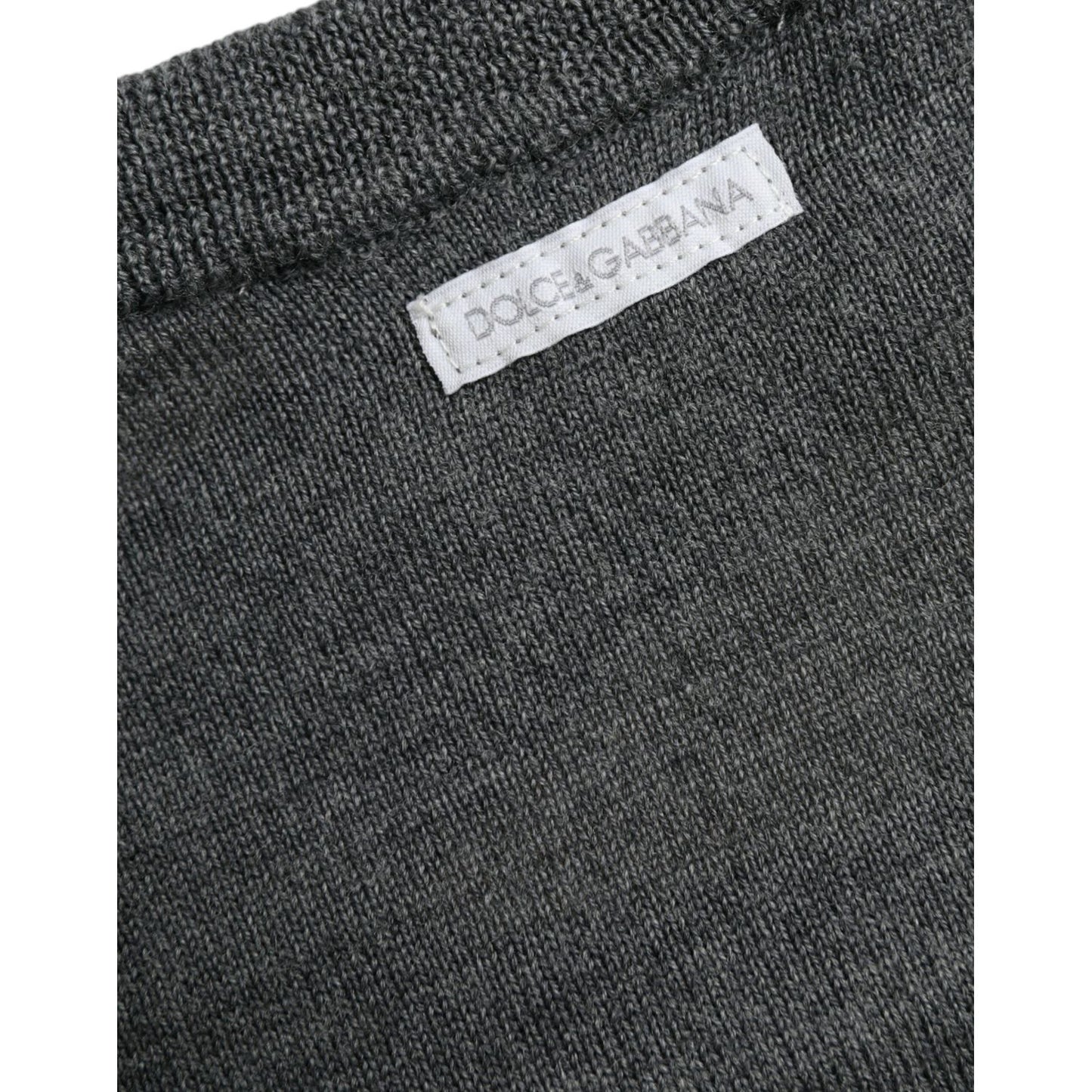 Dolce & Gabbana Dark Gray Wool Crew Neck Pullover Sweater TSH84590-52