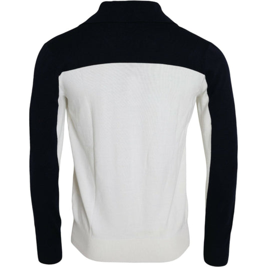 Dolce & Gabbana White Black SICILIA Henley Shirt Pullover Sweater Dolce & Gabbana Light Gray