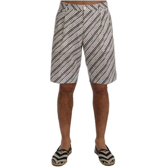 Dolce & Gabbana White Black Striped Casual Shorts SIG60404-6