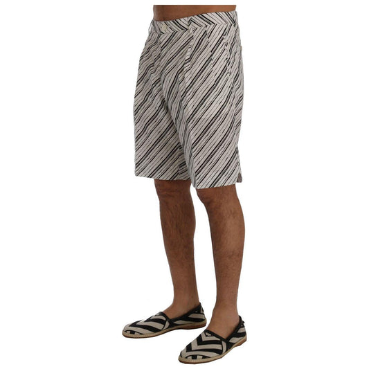 Dolce & Gabbana White Black Striped Casual Shorts SIG60404-6