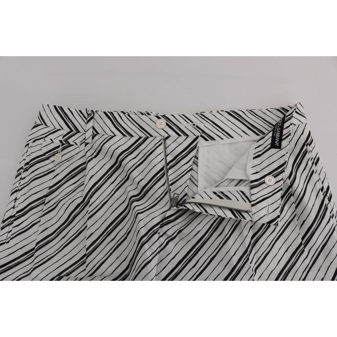 Dolce & Gabbana White Black Striped Casual Shorts SIG60404-6