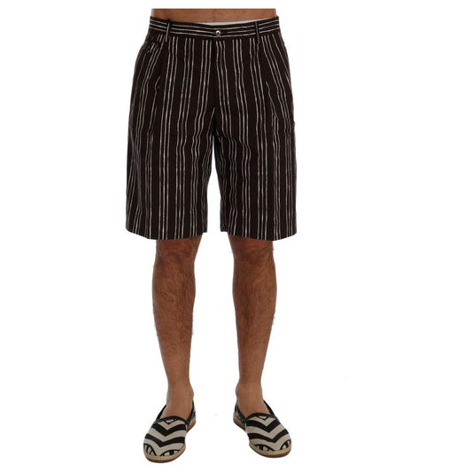 Dolce & Gabbana Bordeaux White Striped Hemp Casual Shorts SIG60407-5