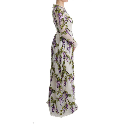 Dolce & Gabbana White Floral Embroidered Maxi Dress