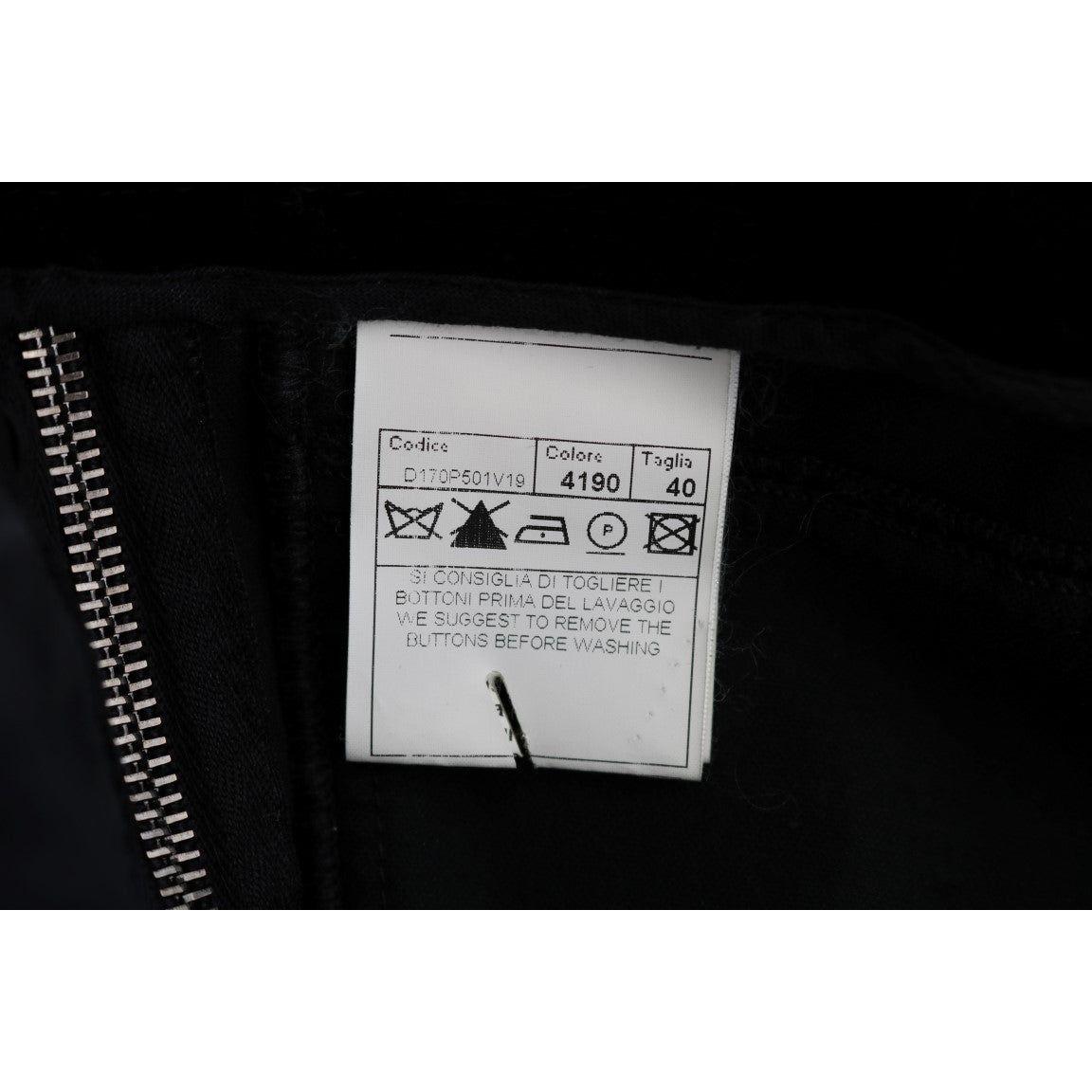 Ermanno Scervino Black Viscose Blend Velvet Cropped Pants Jeans & Pants