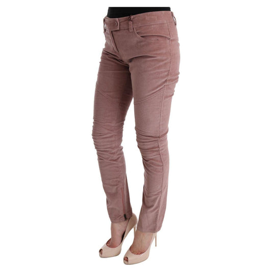 Ermanno Scervino Pink Velvet Cropped Casual Pants SIG30315-1
