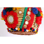 Dolce & Gabbana Multicolor AGNESE Straw Crystal Pom Pom Bag VAS1260