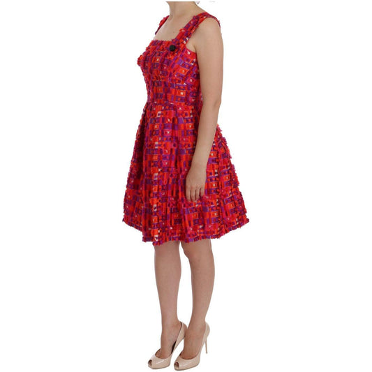 Dolce & Gabbana Pink Patterned A-line Above Knees Dress DR1020-40