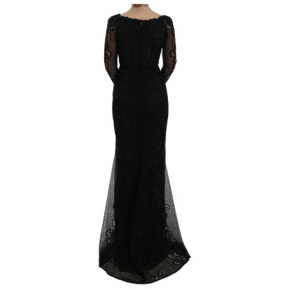 Dolce & Gabbana Black Floral Sheath Dress
