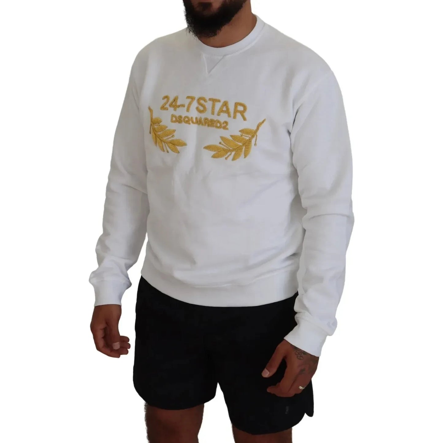 Dsquared² White Embroidered Crewneck Sweatshirt Sweater TSH83300-48