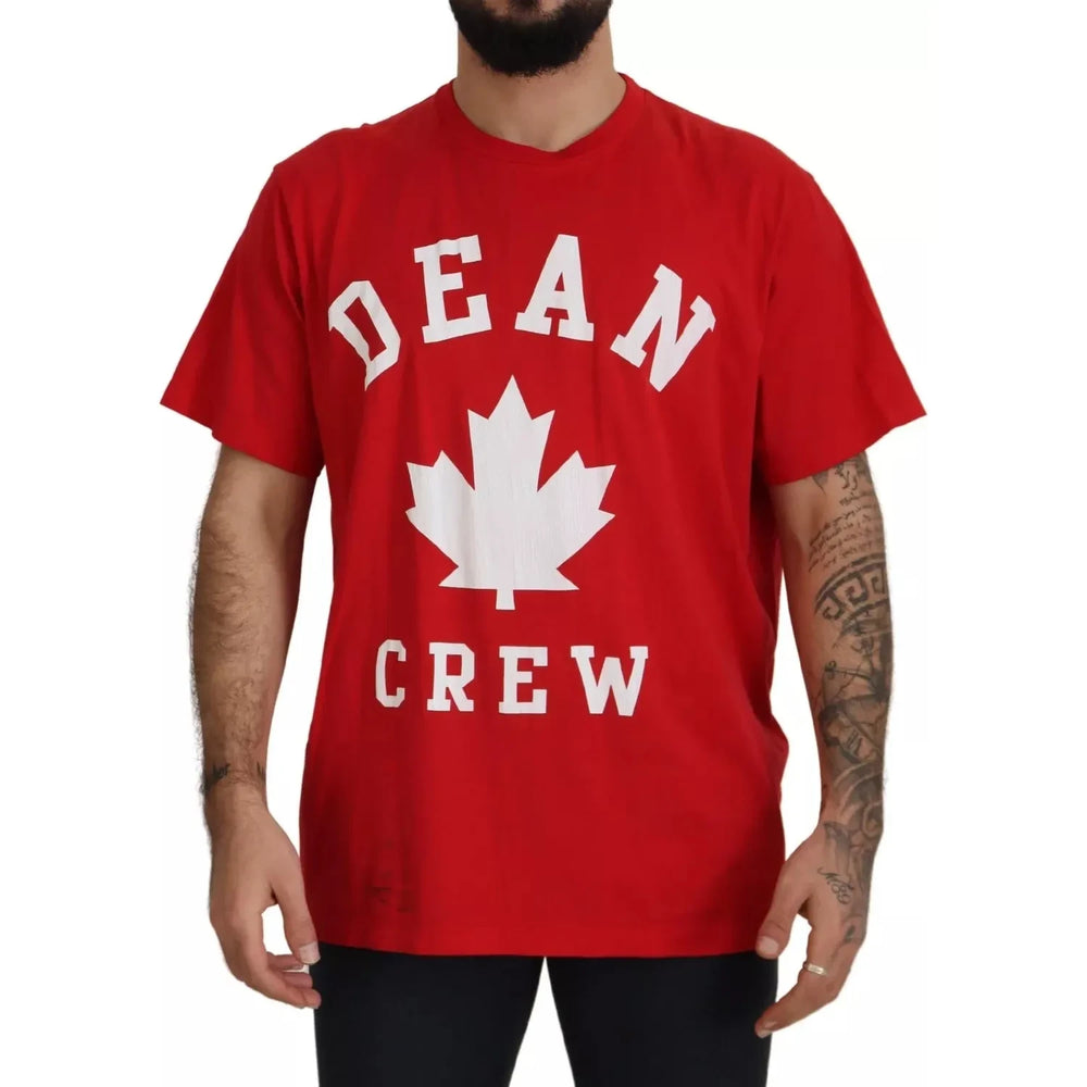Dsquared² Red Printed Cotton Short Sleeves Crewneck T-shirt TSH7781-48