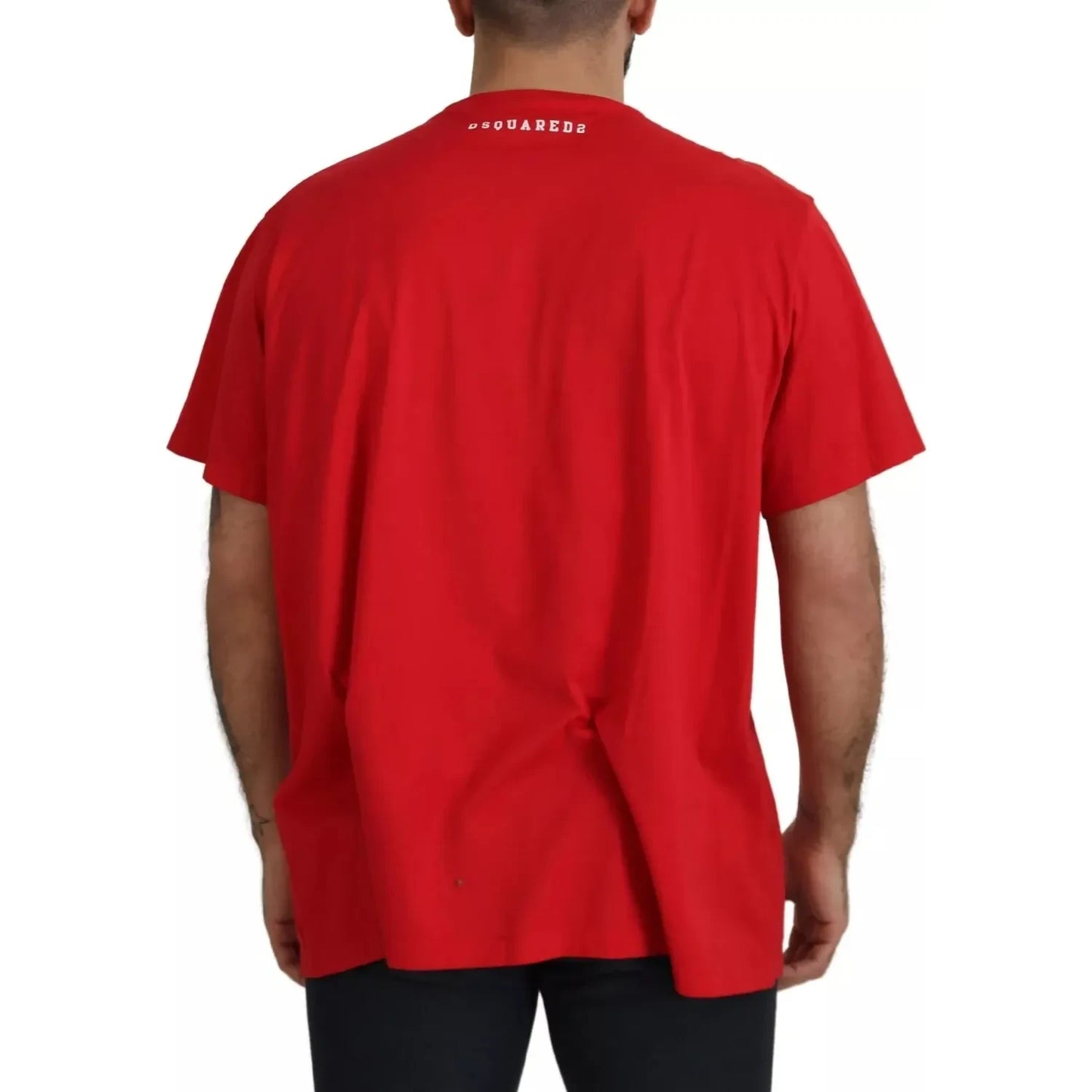 Dsquared² Red Printed Cotton Short Sleeves Crewneck T-shirt TSH7781-48