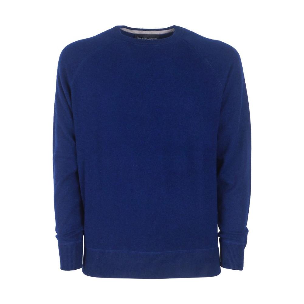 Emilio Romanelli Blue Cashmere Men Sweater EM-10760-IT46 | S