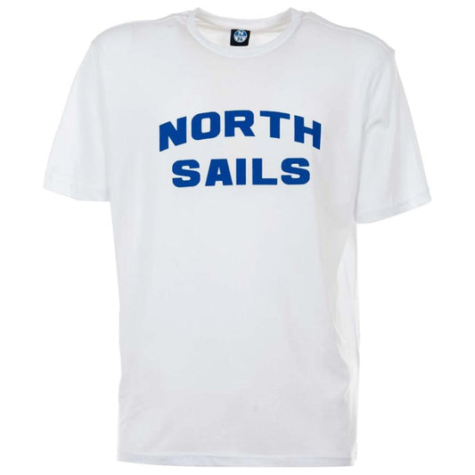 North Sails Elegant White Cotton Tee with Bold Blue Logo NO-12783-M