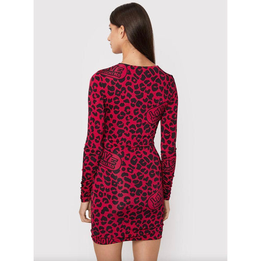 Love Moschino Chic Leopard Texture Dress in Pink and Black LO-10223-IT40|S
