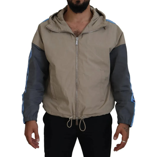Dsquared² Brown Gray Sleeves Hooded Full Zip Jacket JKT3510-48