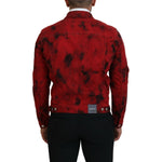 Dsquared² Red Black Tie Dye Collared Men Denim Jacket JKT3538-48