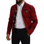 Dsquared² Red Black Tie Dye Collared Men Denim Jacket JKT3538-48