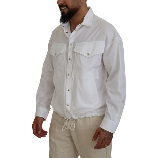 Dsquared² White Cotton Collared Casual Men Long Sleeves Jacket TSH83552-48