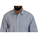 Dsquared² Blue Stripes Logo Print Long Sleeves Formal Shirt TSH83553-48