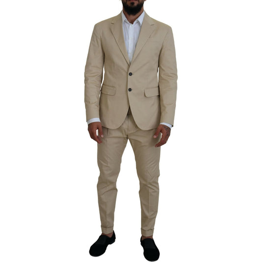 Dsquared² Beige Cotton Single Breasted 2 Piece CIPRO Suit KOS2011-48