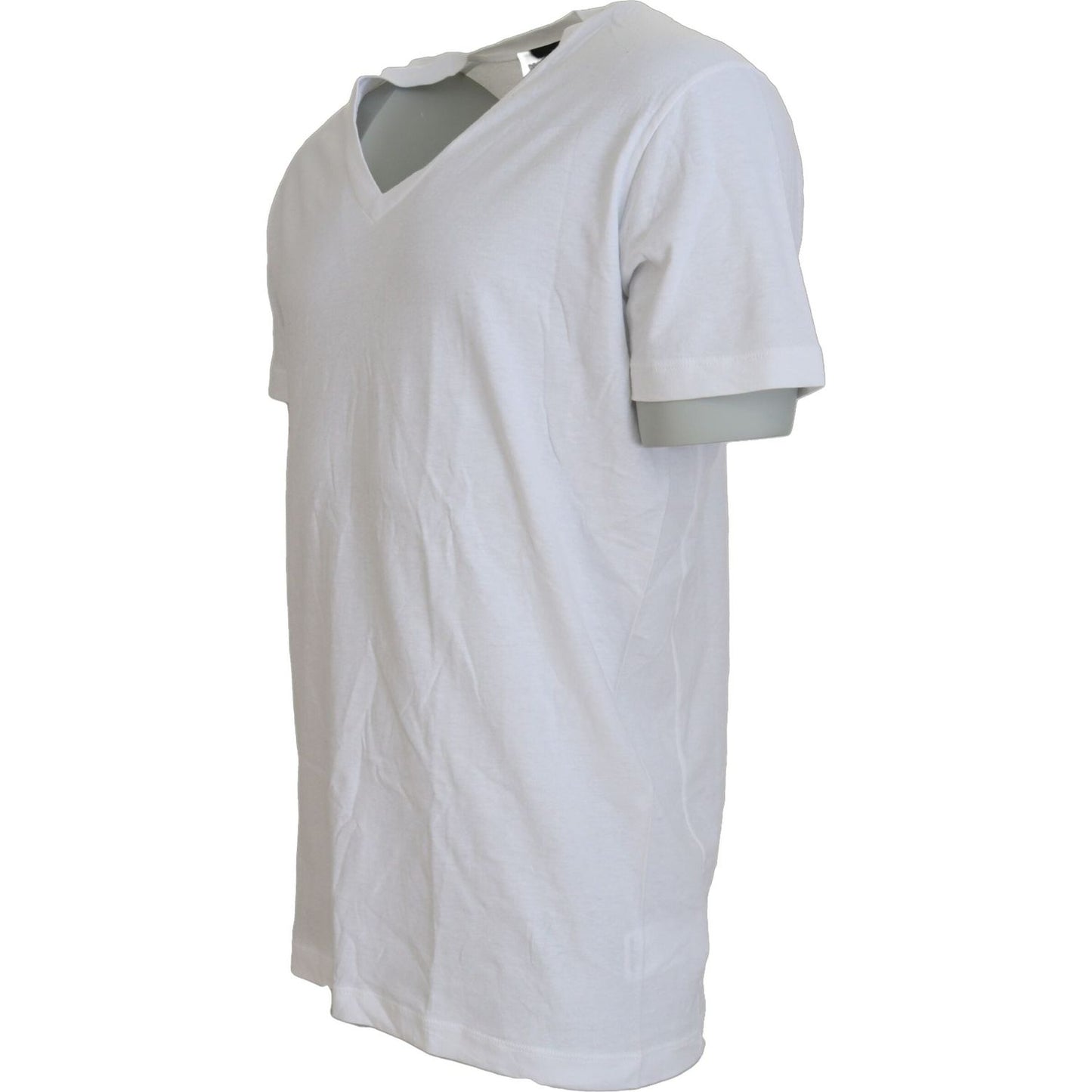 Dsquared² White Cotton Linen Short Sleeves V-neck T-shirt TSH83213-48
